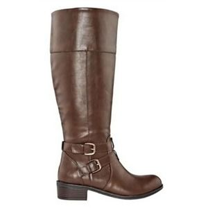AZ Denver Dk Brown Boots size 8.5 Arizona Jean Co Knee Boots Zip Buckles NEW